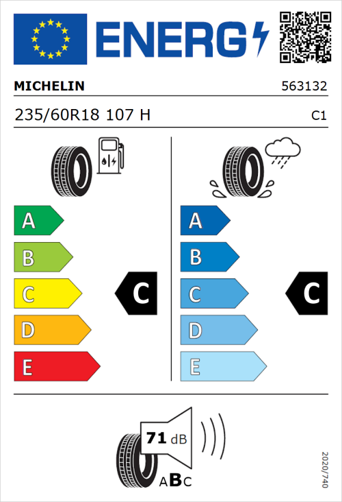 Tyre Label for Michelin Latitude Cross 235/60R18 107H
